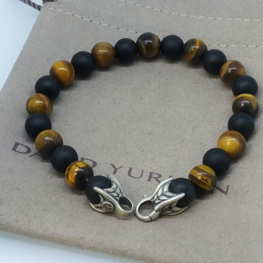 David Yurman Beads Bracelet Black & Tiger's Eye - Picture 4 of 4